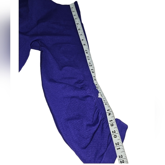 Lululemon Flow Crop ll Purple Heathered Legging Ruched Cinched Sides Seamless - Picture 13 of 14